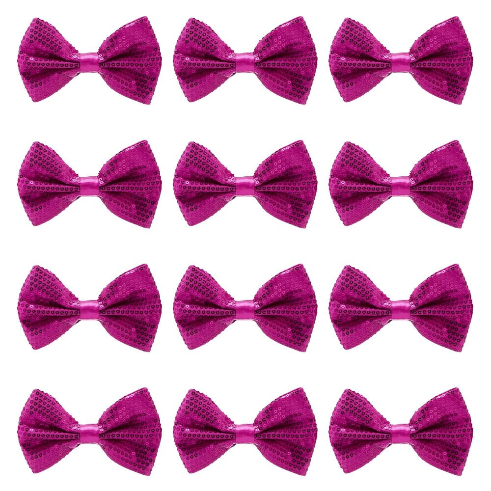 1518 Bowtie - Sequin - Pink - 12pk